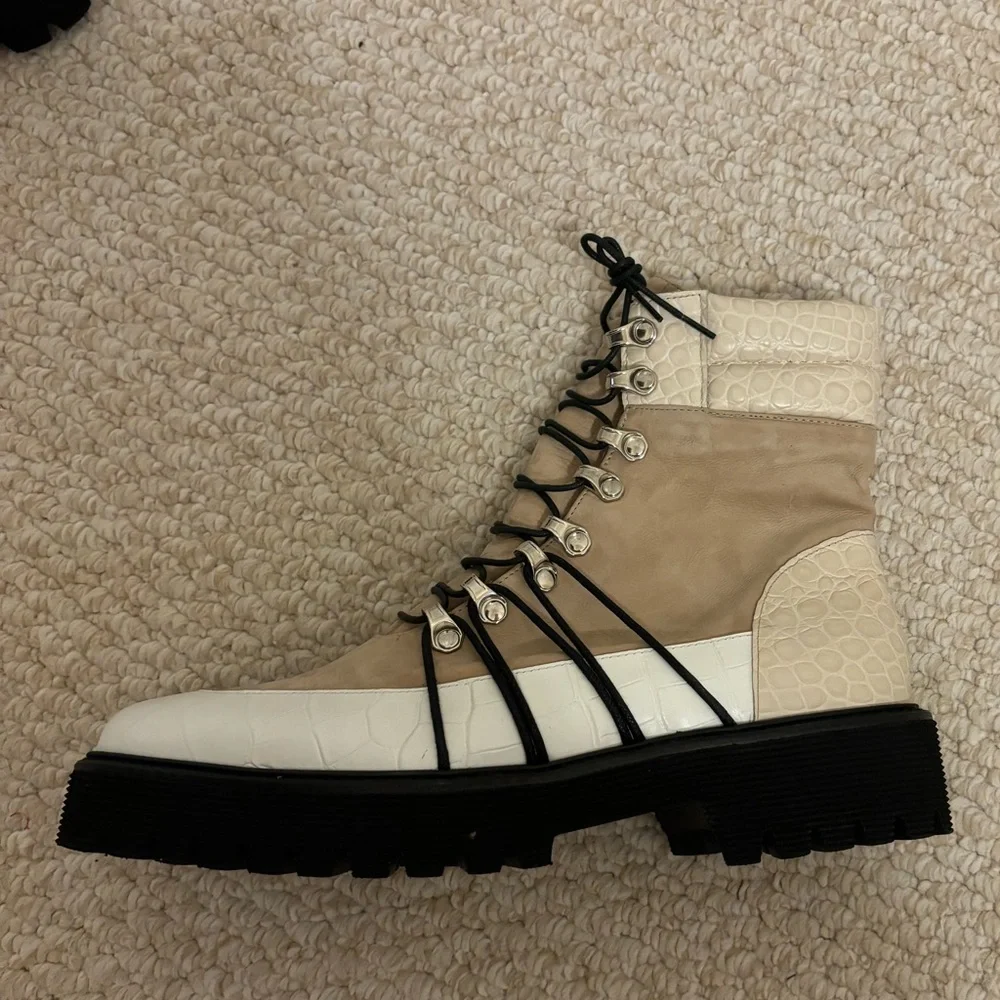 Freda Salvador Claudia Lace-Up Boots in Khaki - Picture 4 of 11